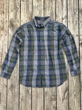 Flannel Green Blue Gray Shirt, Canyon Guide Outfitter L